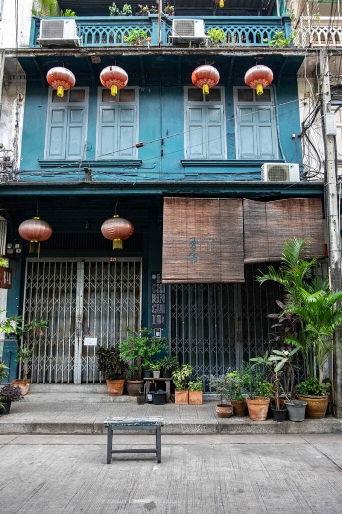 Chinese shophouse with lanterns