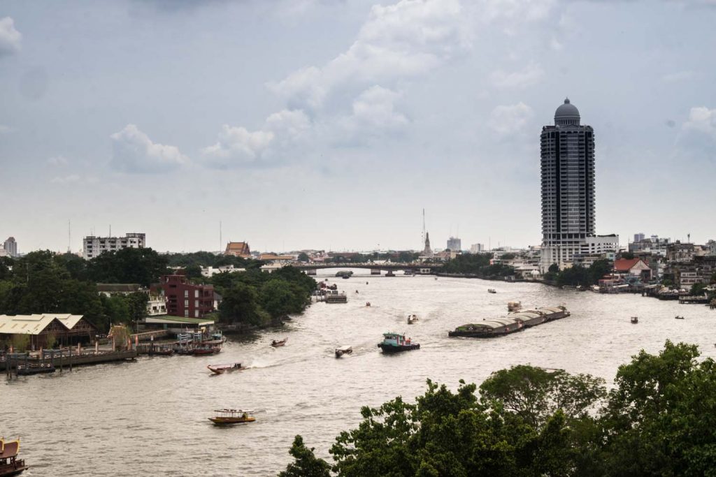 View of Chao Praya river with boats