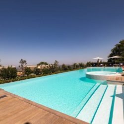 Pool deck at Delaire Graff spa in Stellenbosch