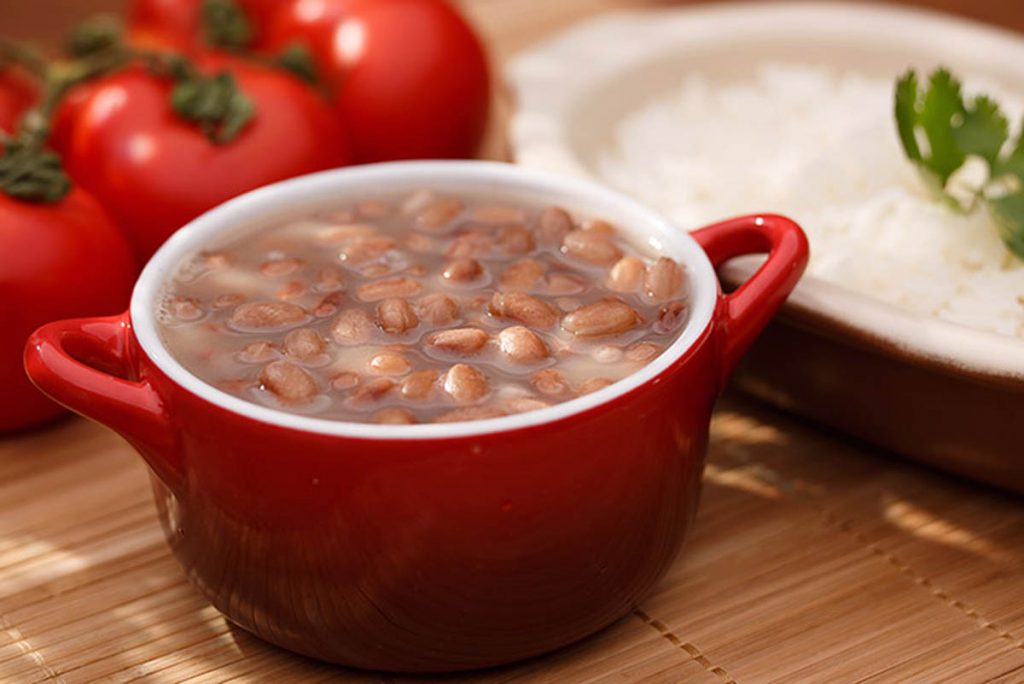 Red pot with Brazilian beans